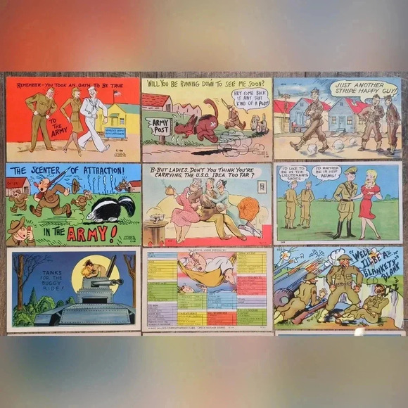 Lot of 18 Vintage Mostly Humorous Military Postcards WWII Army Navy - Picture 2 of 6